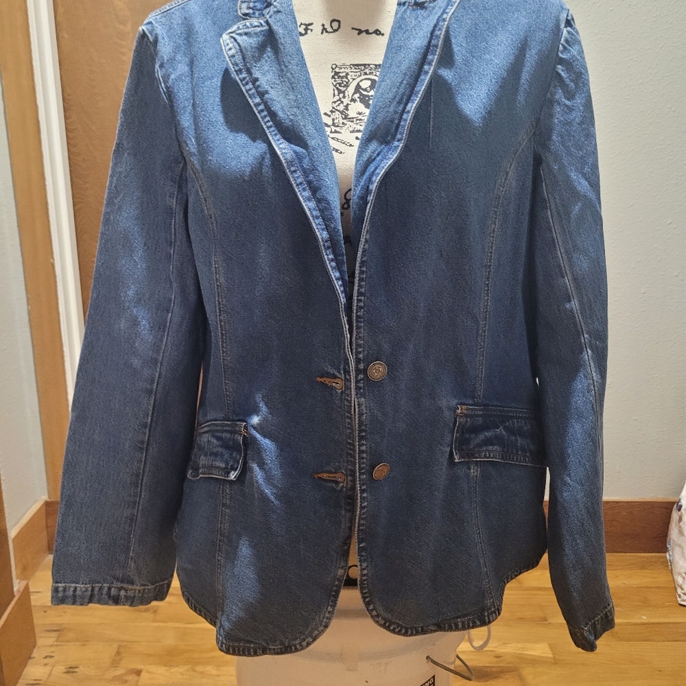 For Joseph, Women's Tailored Jean Jacket, 2 Bottons Pockets XL